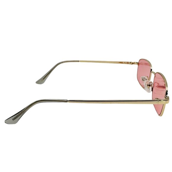 6044 | Pink Rectangle Retro Sunglasses - Picture 3 of 5